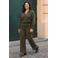 VERO MODA CURVE straight leg casual corduroy broek Plus Size - groen