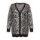 VERO MODA CURVE rechtvallend gebreid vest Plus Size met print - zwart