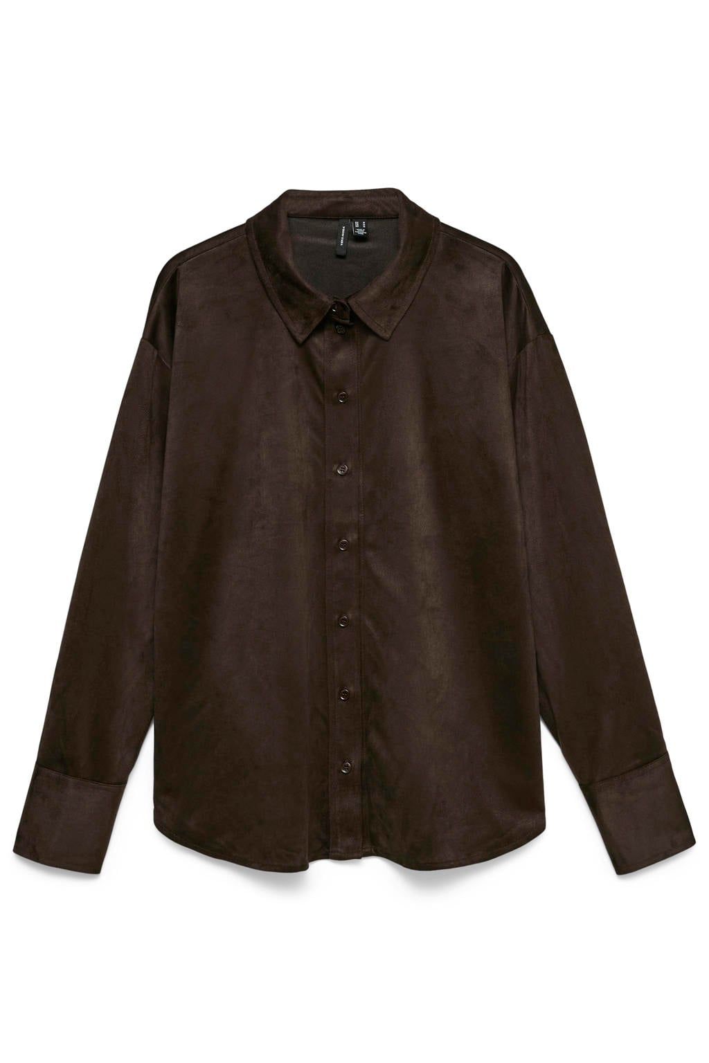 Donkerblauwe dames VERO MODA CURVE blouse Plus Size van polyester met effen, lange mouwen, klassieke kraag, knoopsluiting en geweven detail