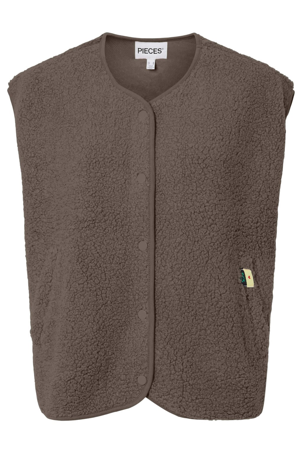 Bruine dames PIECES Curve gilet , Plus Size van polyester met dierenprint en knoopsluiting
