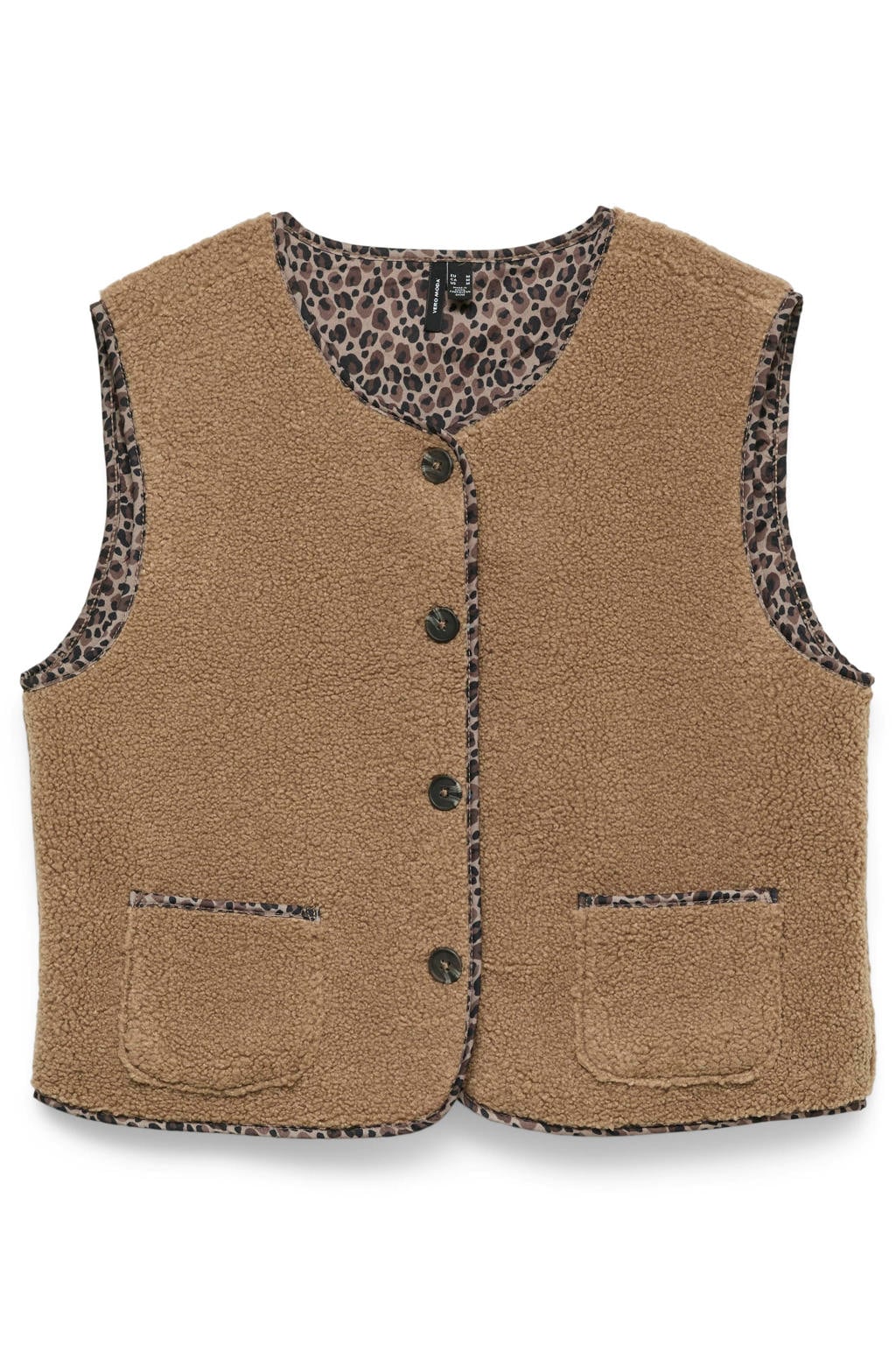 VERO MODA CURVE Plus Size teddy gilet - bruin