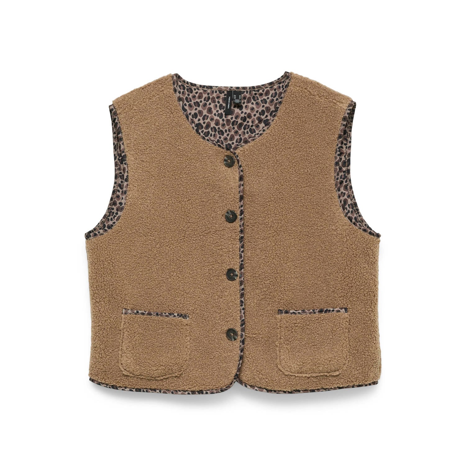 VERO MODA CURVE Plus Size teddy gilet bruin
