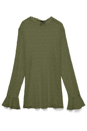 Plus Size aansluitende semi-transparante top - groen