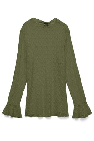 Plus Size aansluitende semi-transparante top - groen