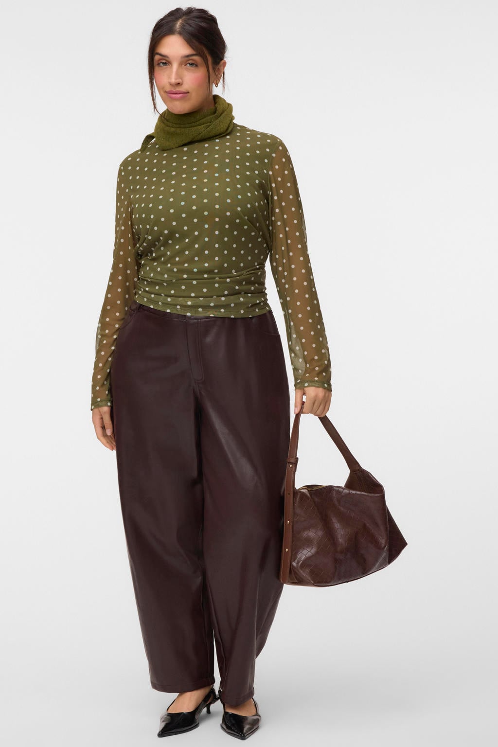 VERO MODA Curve x Wehkamp Plus Size casual broek - bruin
