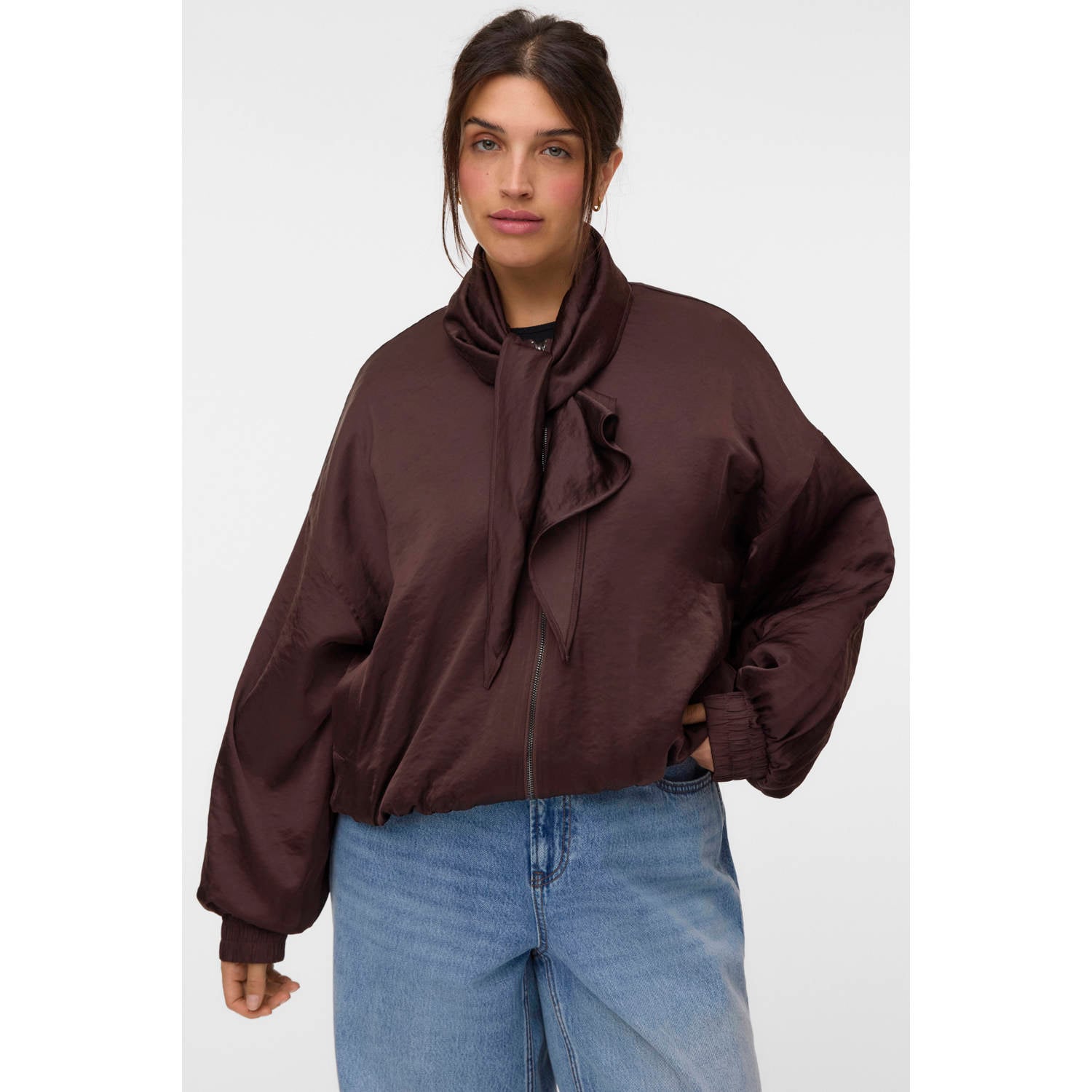 VERO MODA CURVE bomberjack donkerbruin