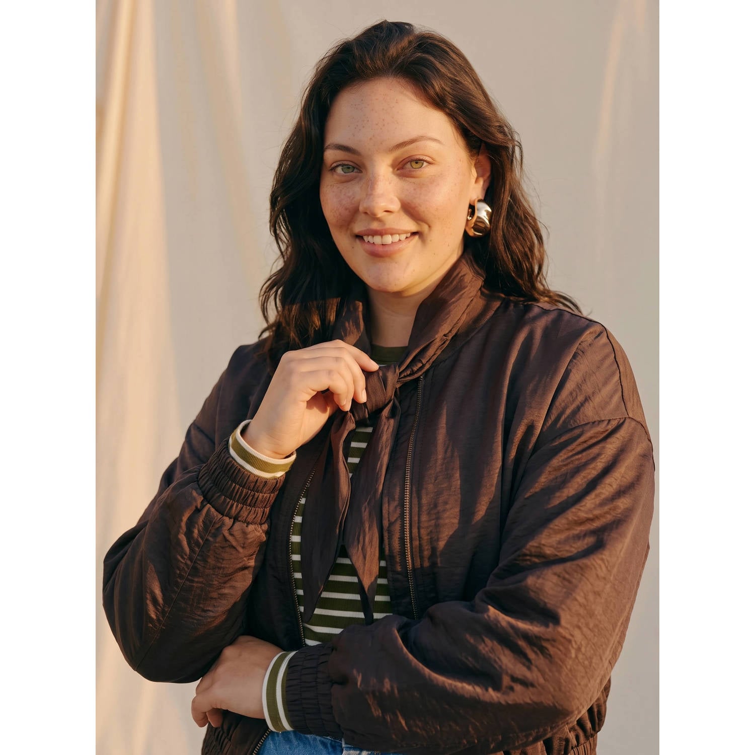 VERO MODA CURVE bomberjack donkerbruin