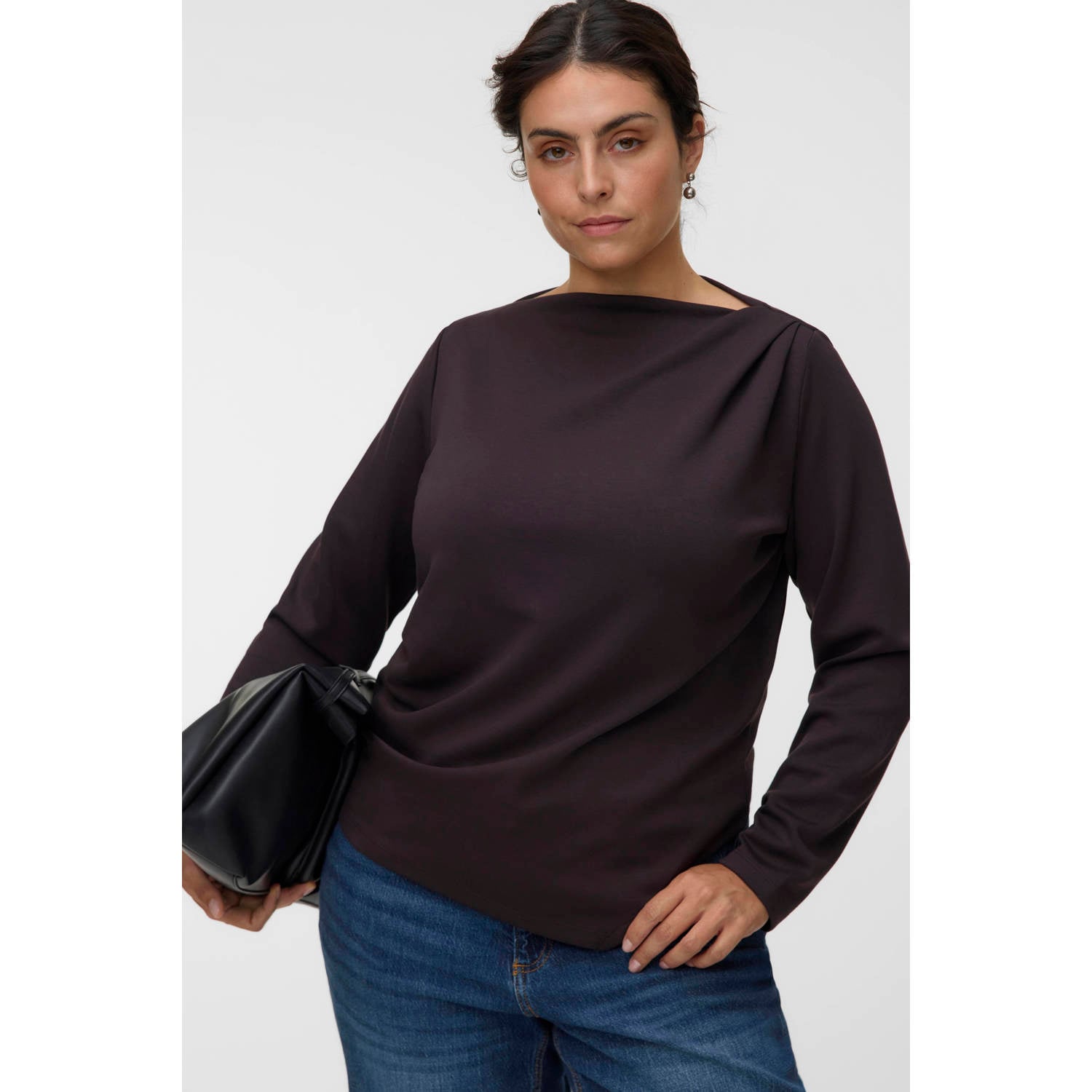 VERO MODA CURVE Plus Size top donkerbruin