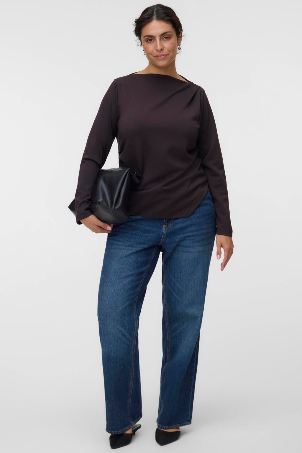 VERO MODA Curve x Wehkamp Plus Size top - donkerbruin