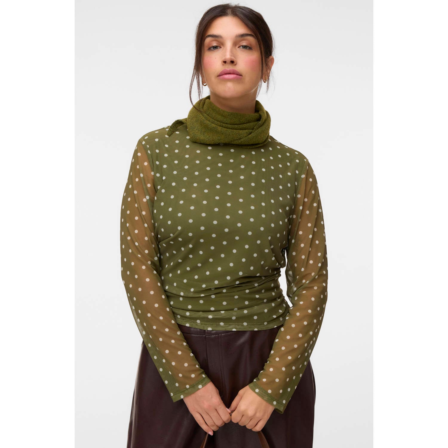 VERO MODA CURVE Plus Size top met stippen groen