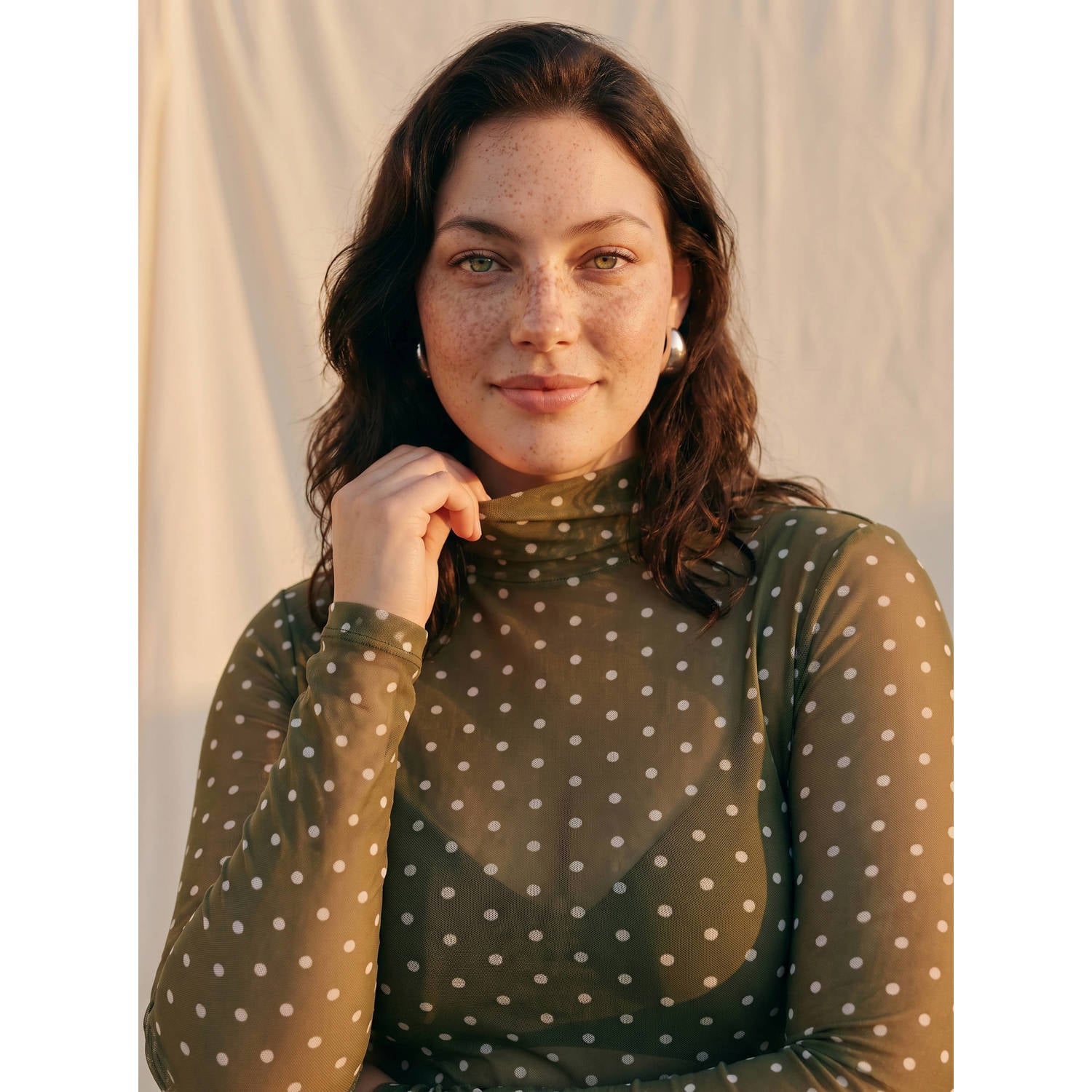 VERO MODA CURVE Plus Size top met stippen groen