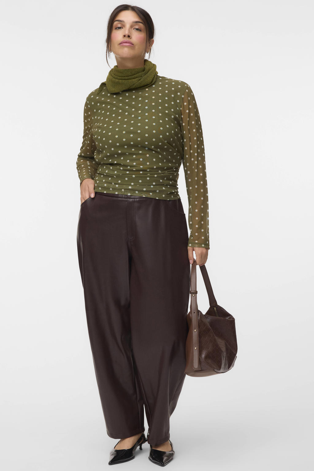 VERO MODA Curve x Wehkamp Plus Size top met stippen - groen