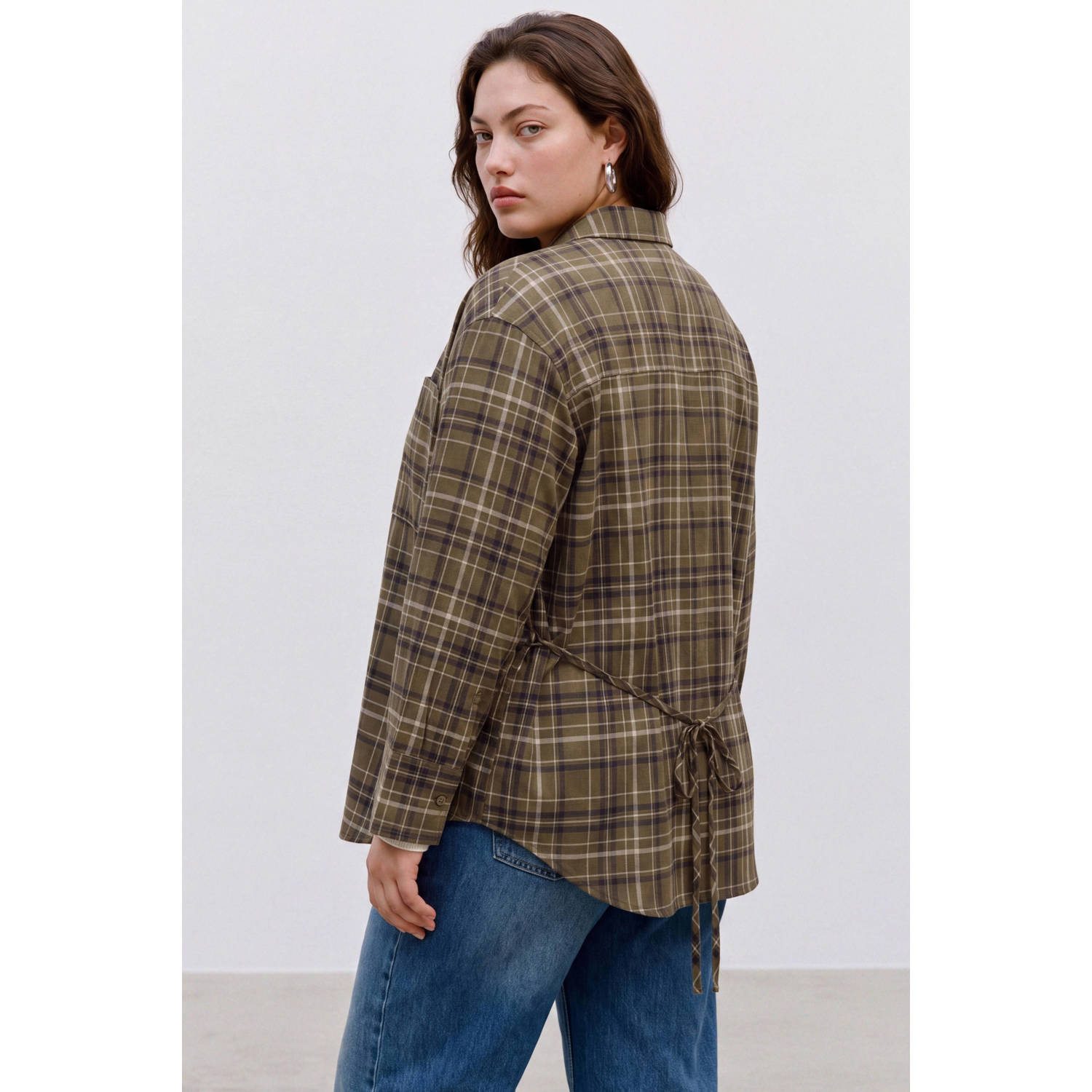VERO MODA CURVE geruite blouse Plus Size groen