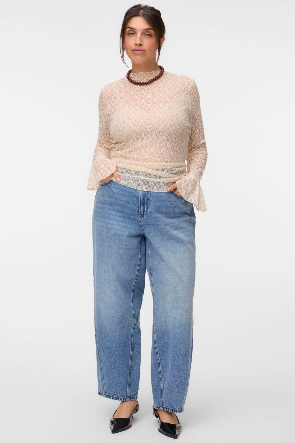 VERO MODA Curve x Wehkamp Vmczelda Hr Barrel Denim Jeans Mix Cur Plus Size jeans - lichtblauw