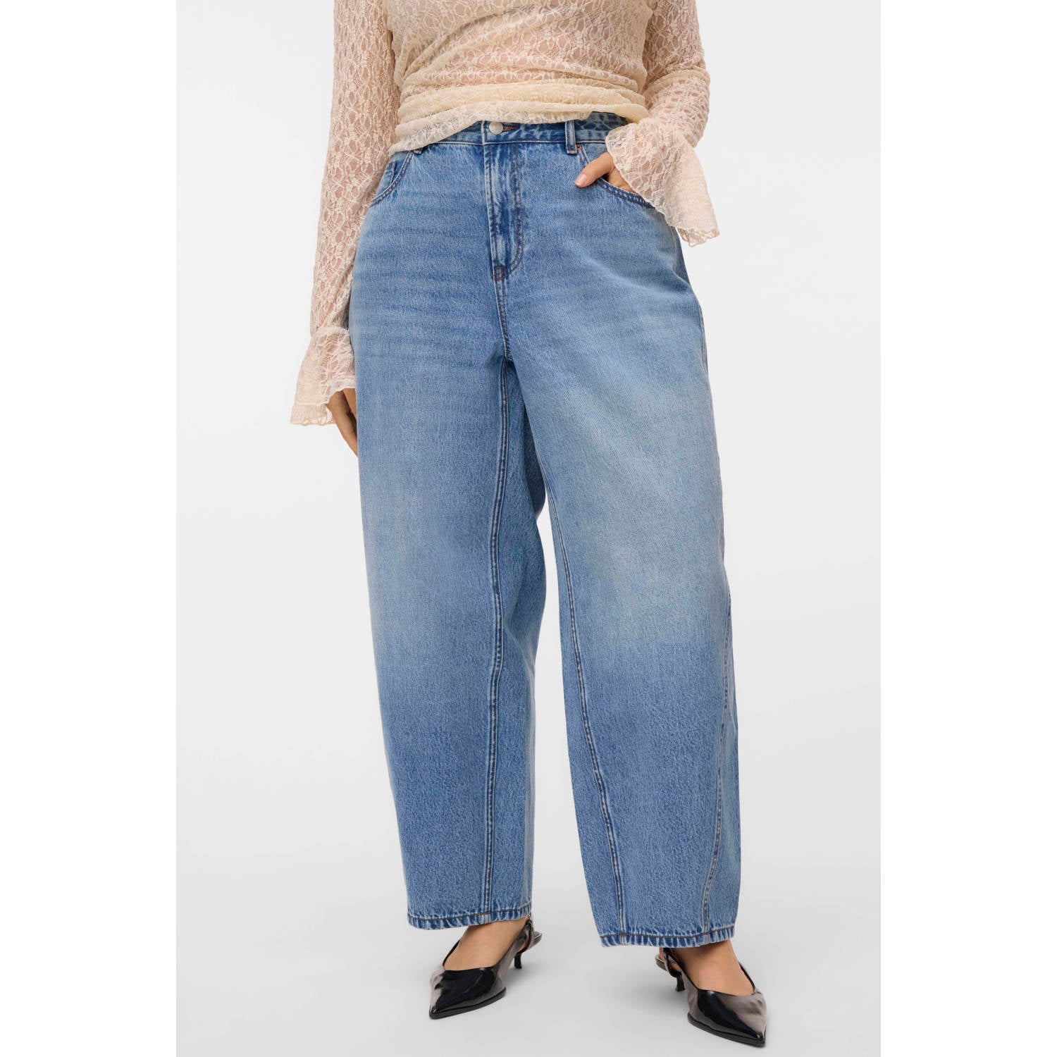 VERO MODA CURVE Vmczelda Hr Barrel Denim Jeans Mix Cur Plus Size jeans lichtblauw