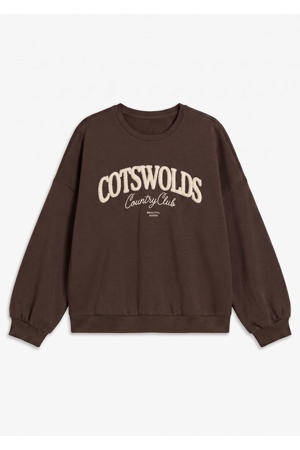 sweater Plus Size met tekst - donkerbruin