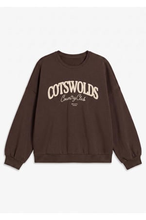 sweater Plus Size met tekst - donkerbruin