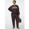 VERO MODA Curve x Wehkamp sweater Plus Size met tekst - donkerbruin
