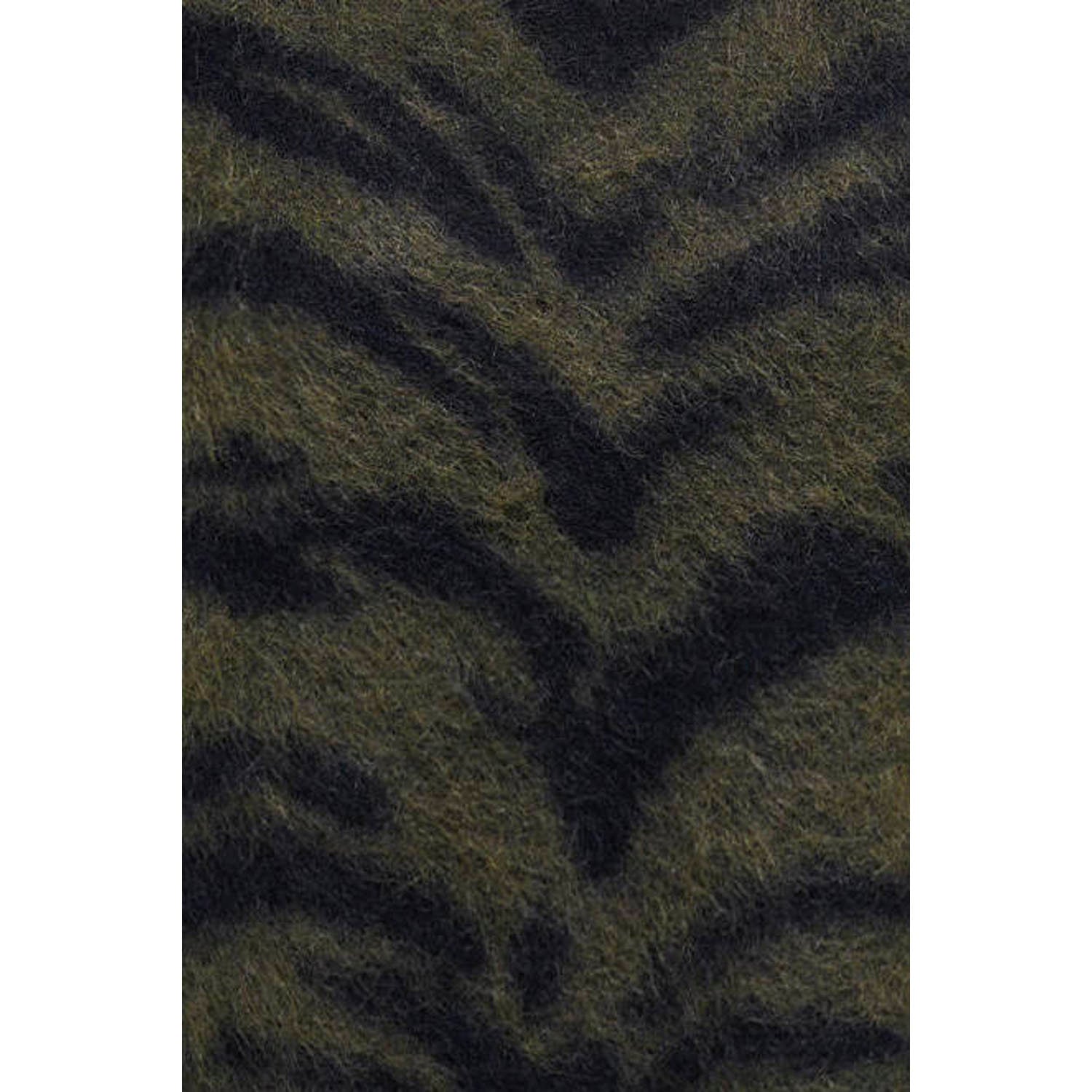 JDY gebreide trui met zebraprint en wol donkergroen zwart
