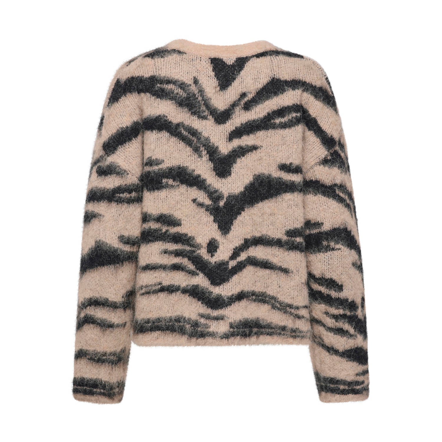 JDY gebreide pullover met zebraprint en wol beige zwart