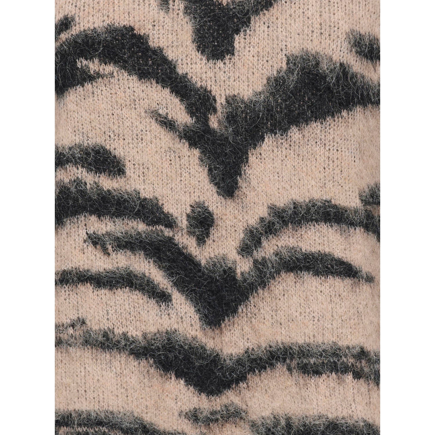 JDY gebreide pullover met zebraprint en wol beige zwart