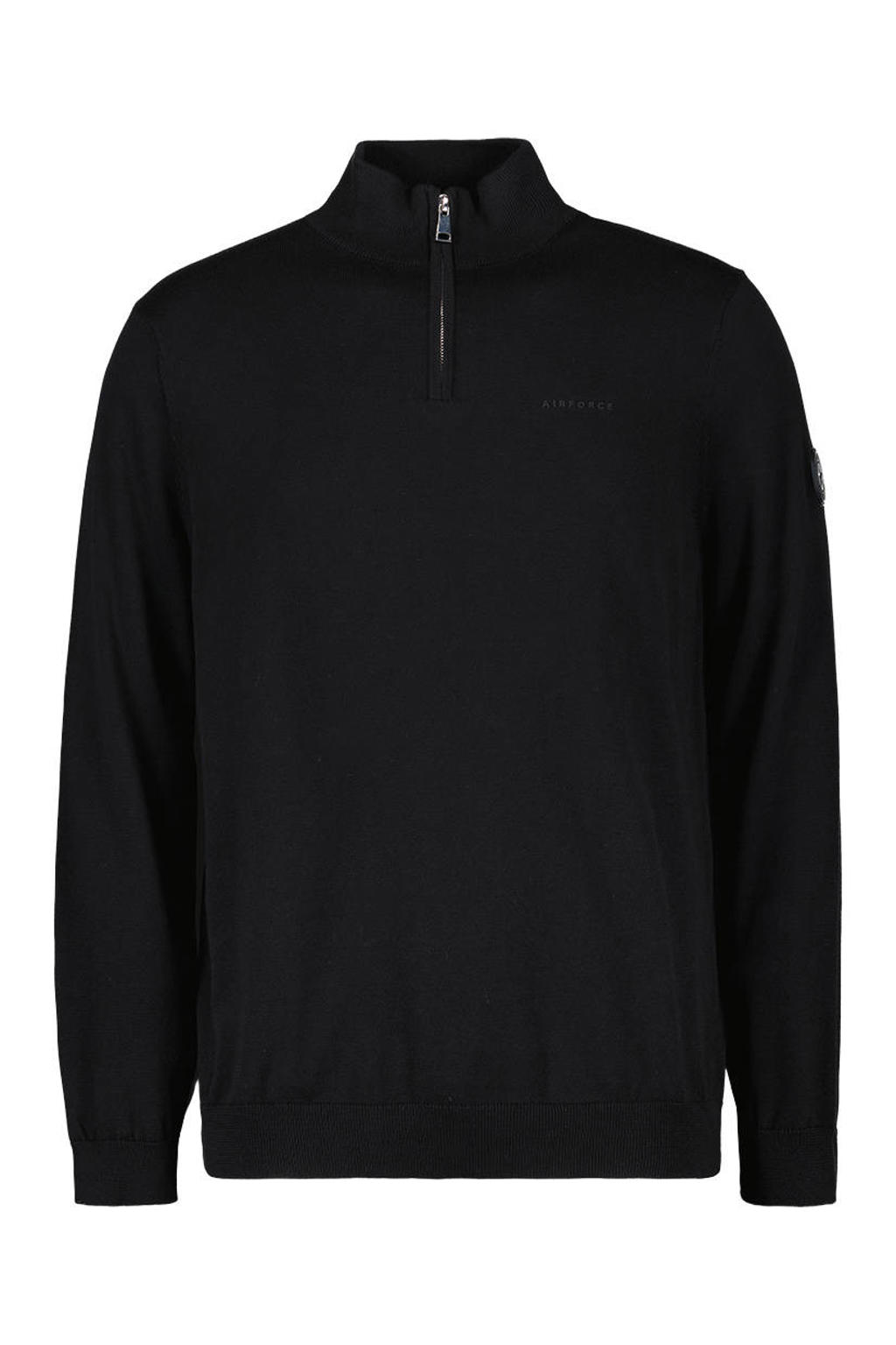 Airforce katoenen regular fit gebreide trui - zwart