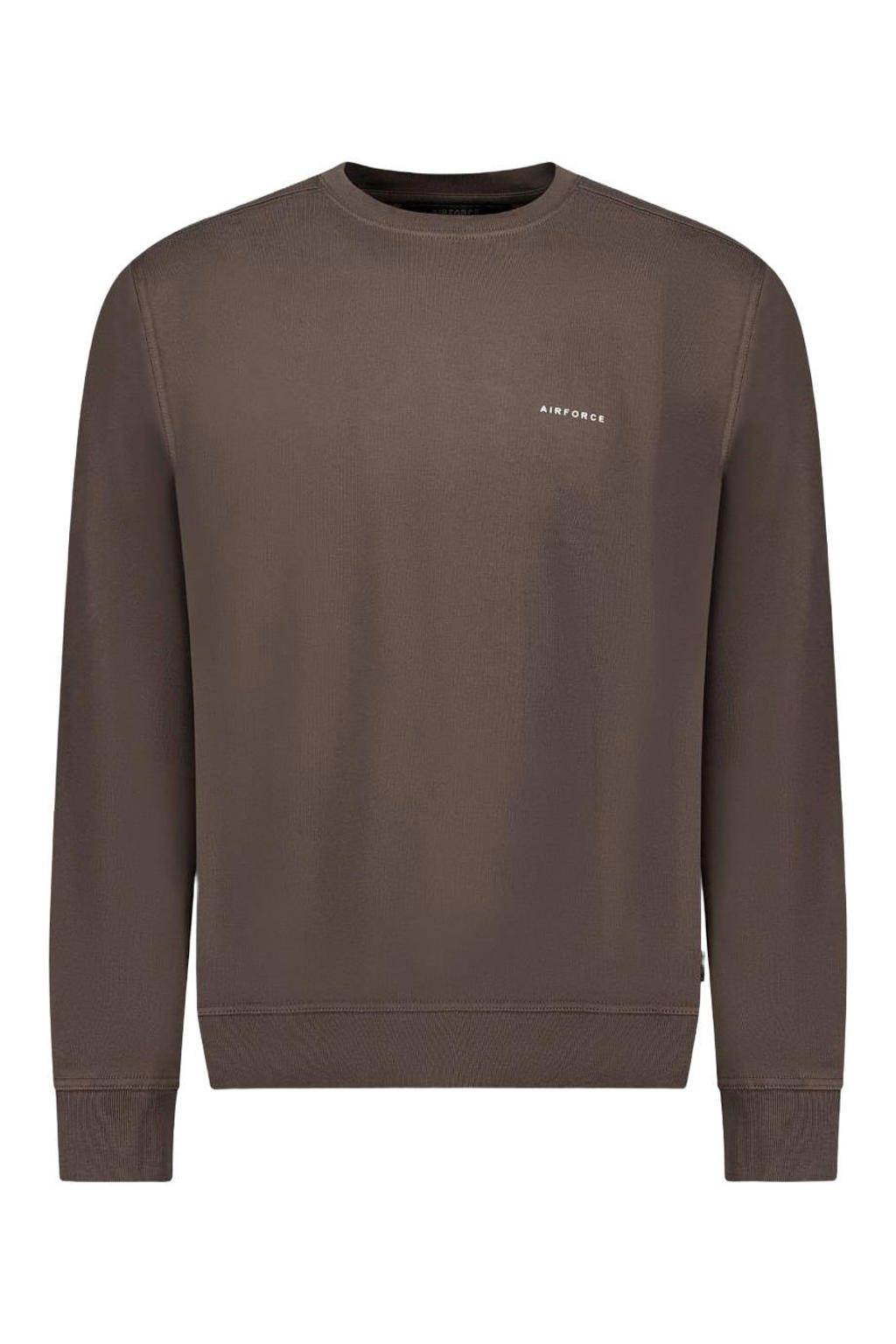 Airforce regular fit sweater - dark coffee/wit