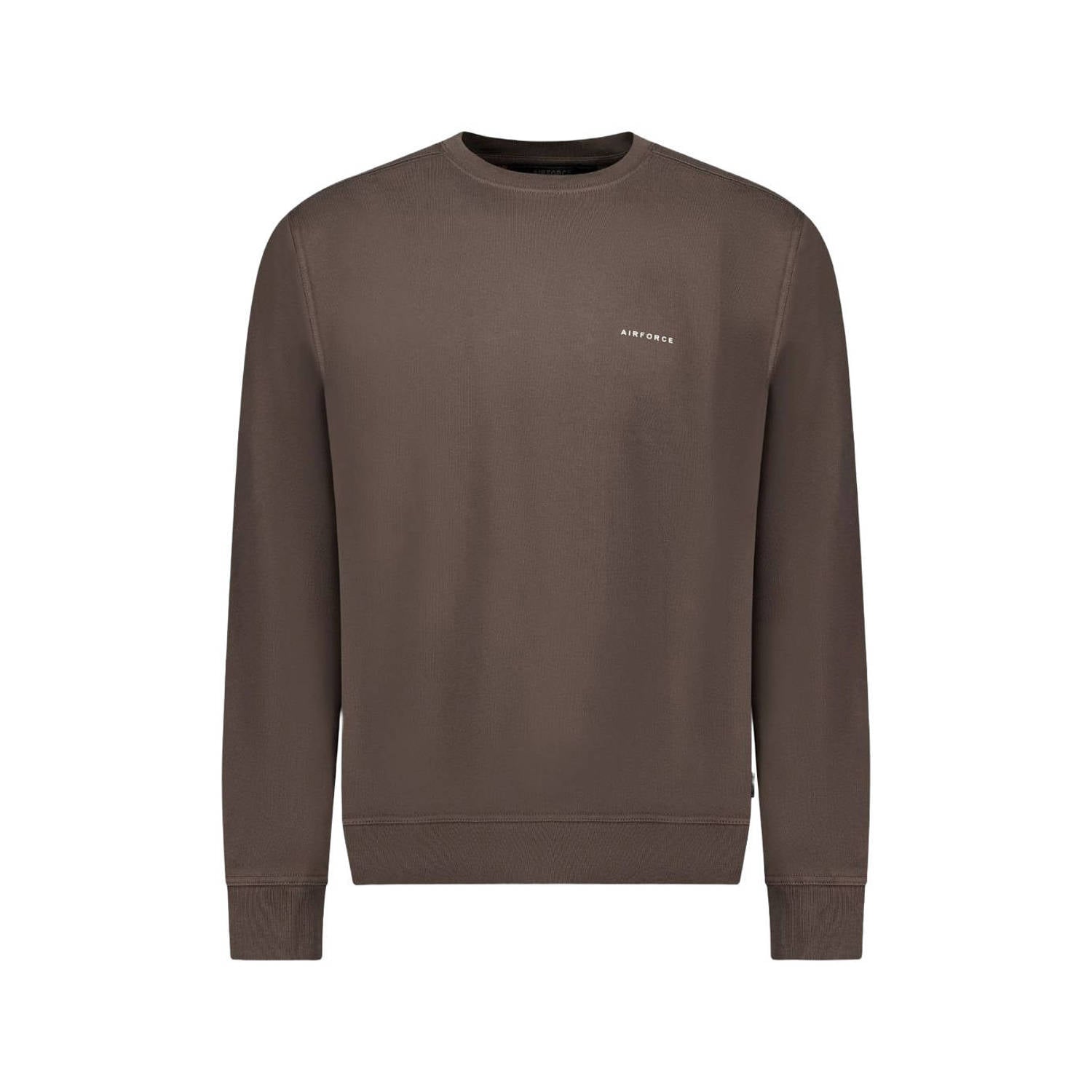 Airforce regular fit sweater dark coffee wit