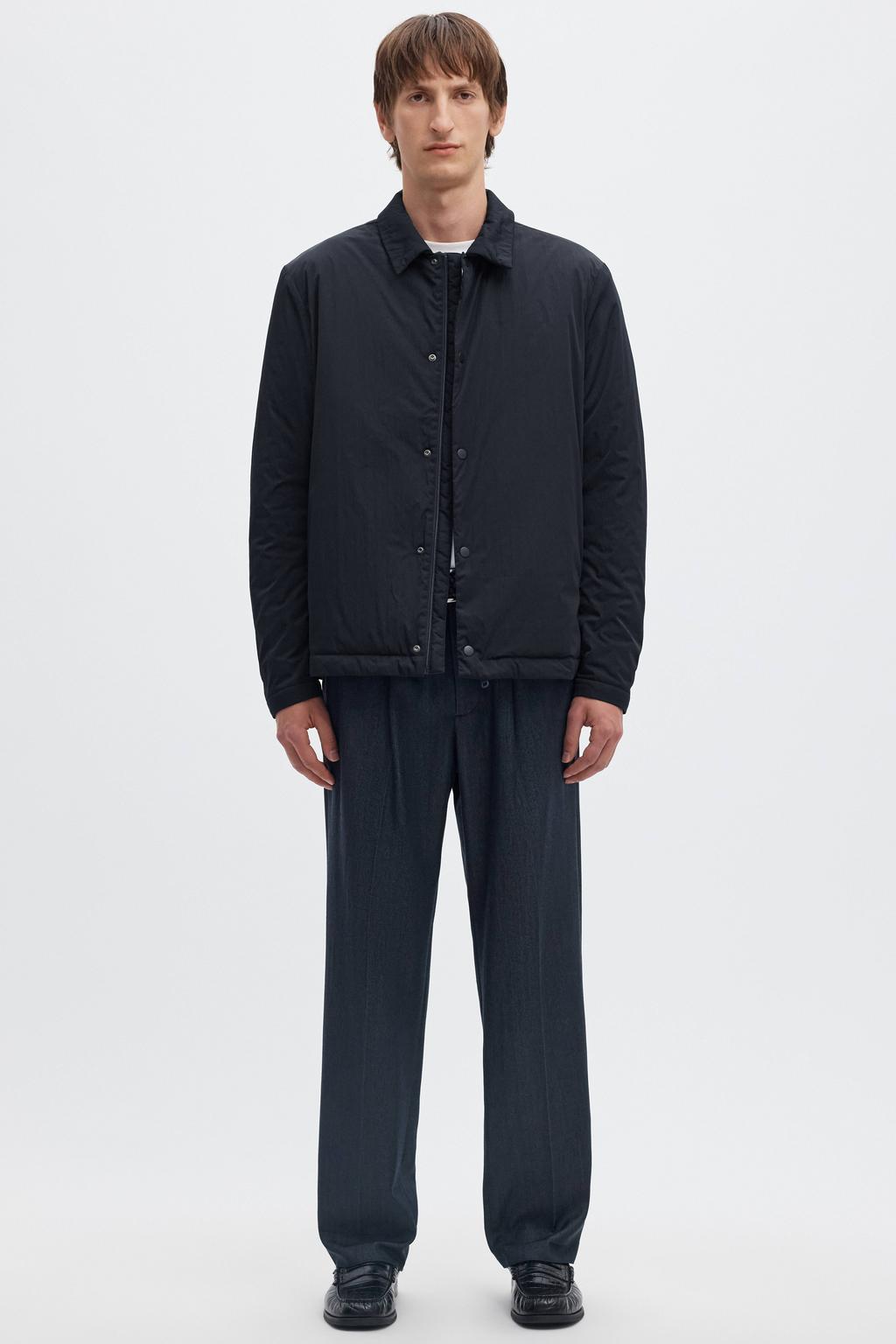 Donkerblauwe heren Selected jas van polyester met effen, lange mouwen en rits- en drukknoopsluiting