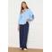 LOLALIZA gestreepte blouse met borduursels - lichtblauw