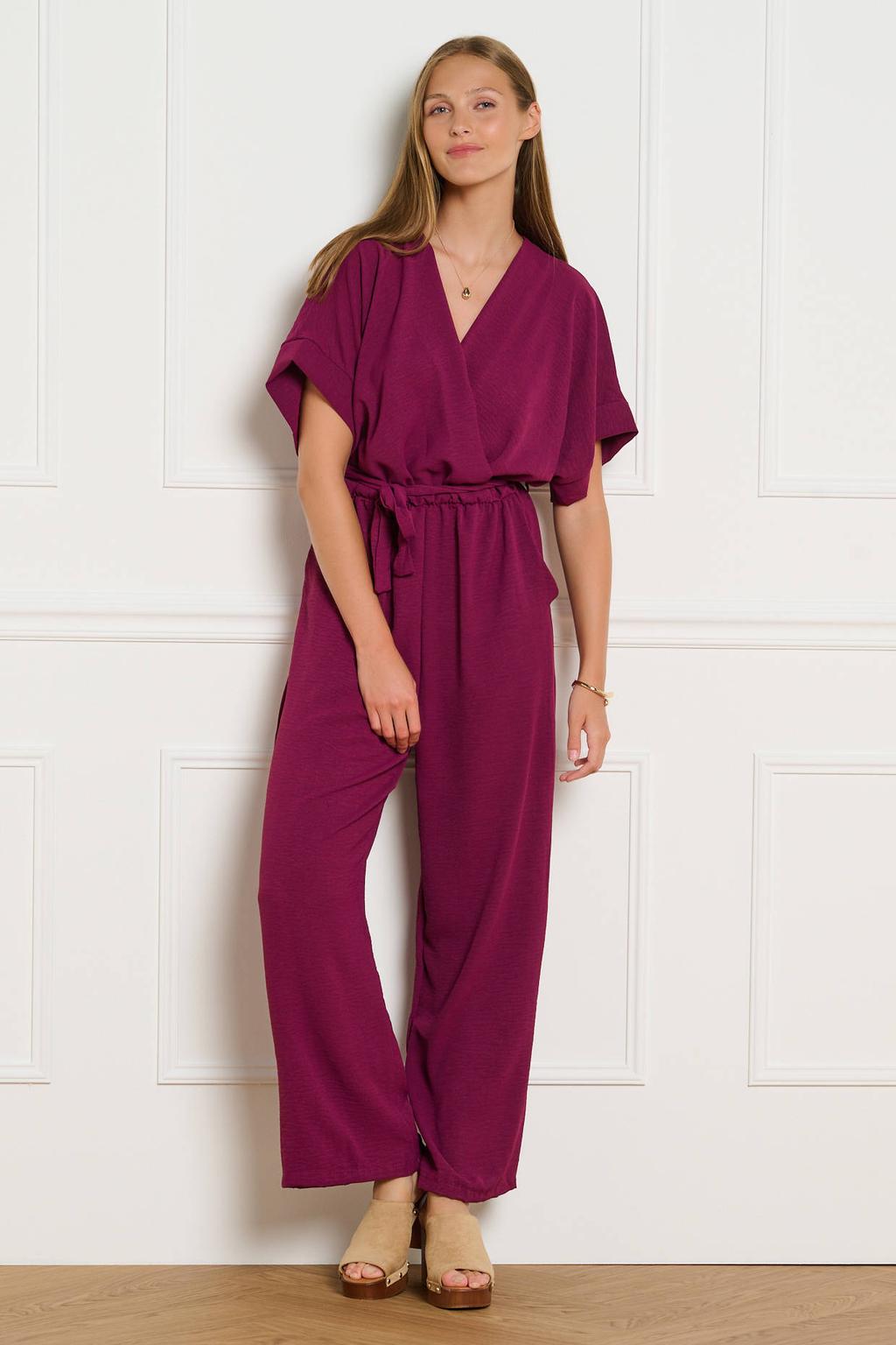 LOLALIZA jumpsuit met ceintuur - paars