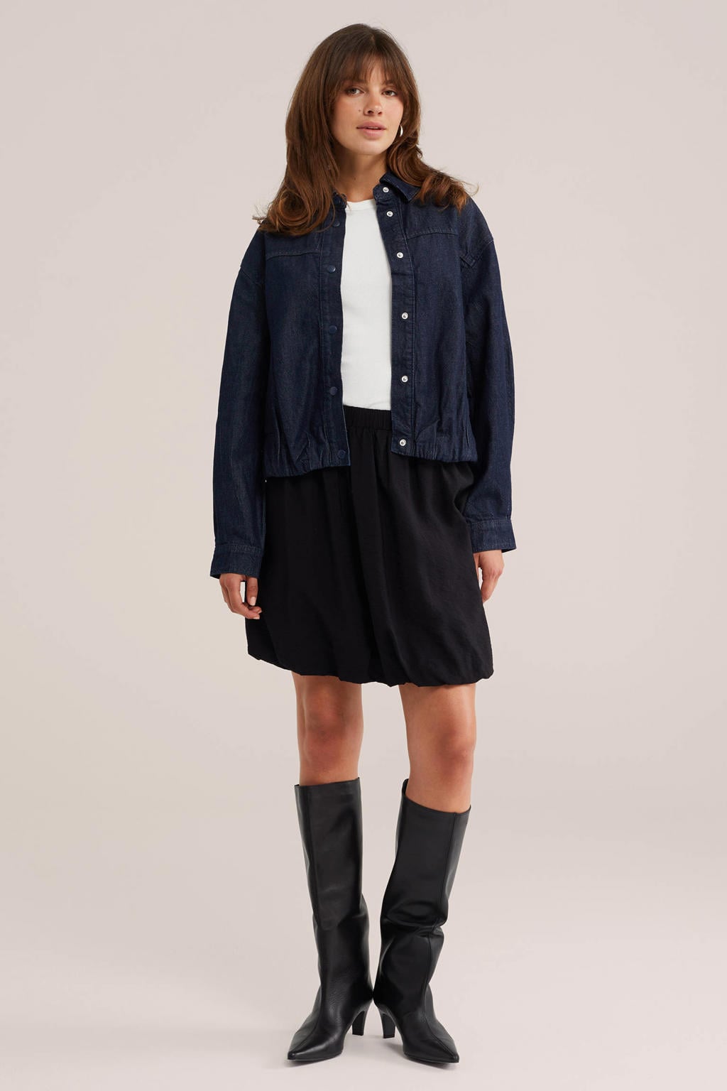 Zwarte dames WE Fashion ballonrok gemaakt van viscose en met elastische tailleband