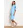 LOLALIZA gestreepte blousejurk met borduursels - blauw