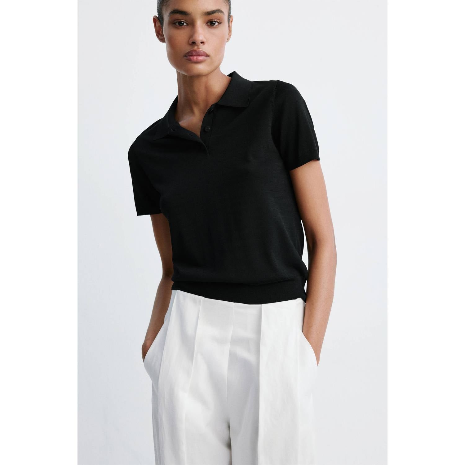 Mango polo zwart