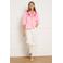 LOLALIZA gestreepte blouse met broderie - roze