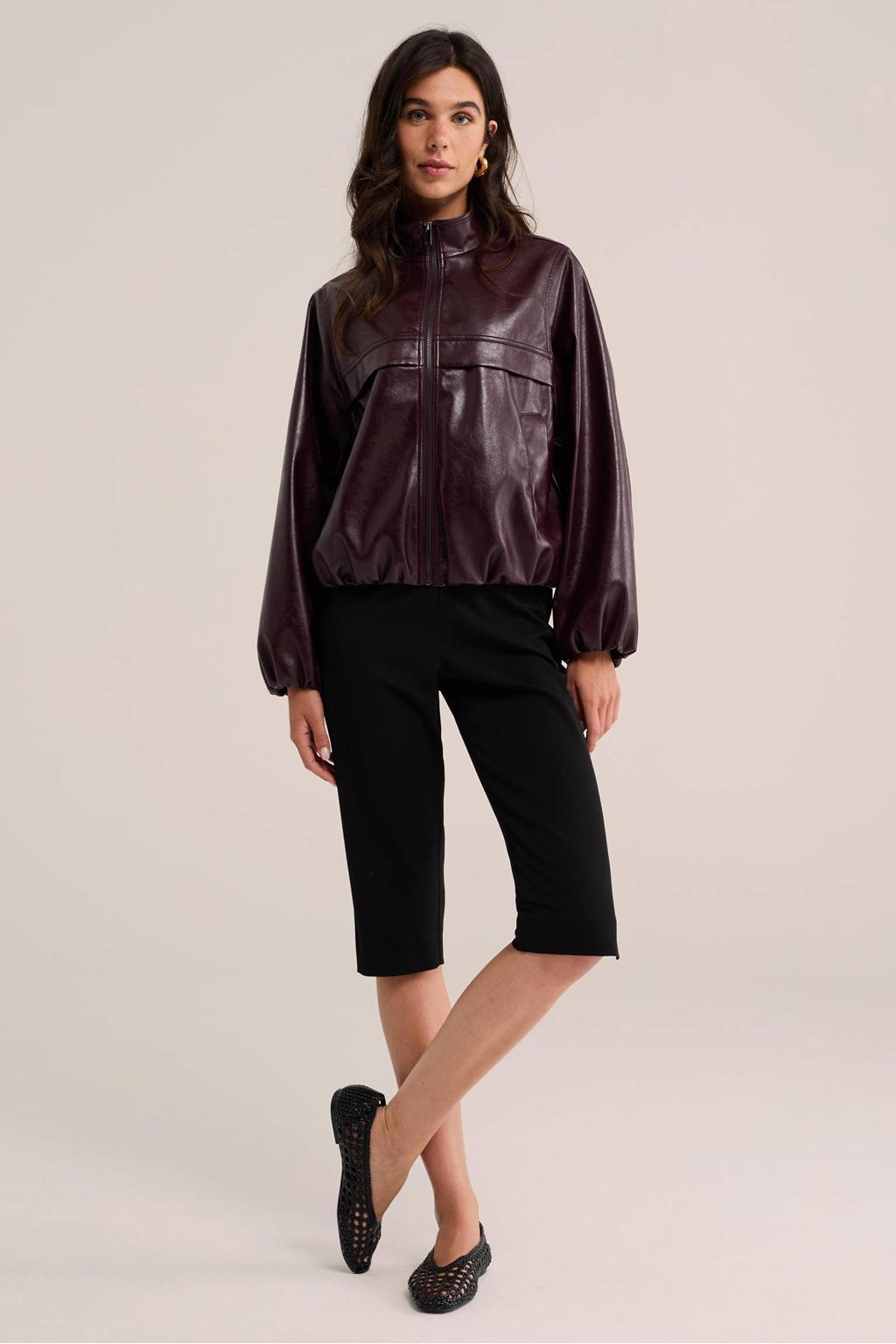 WE Fashion slim fit capribroek - zwart
