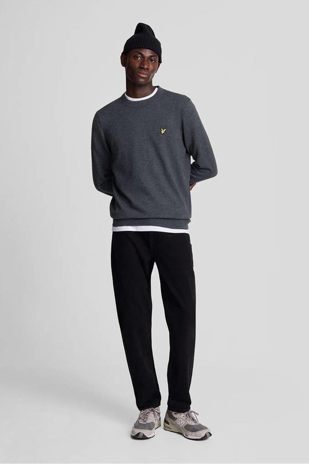 Lyle & Scott regular fit gebreide trui met wol - antraciet