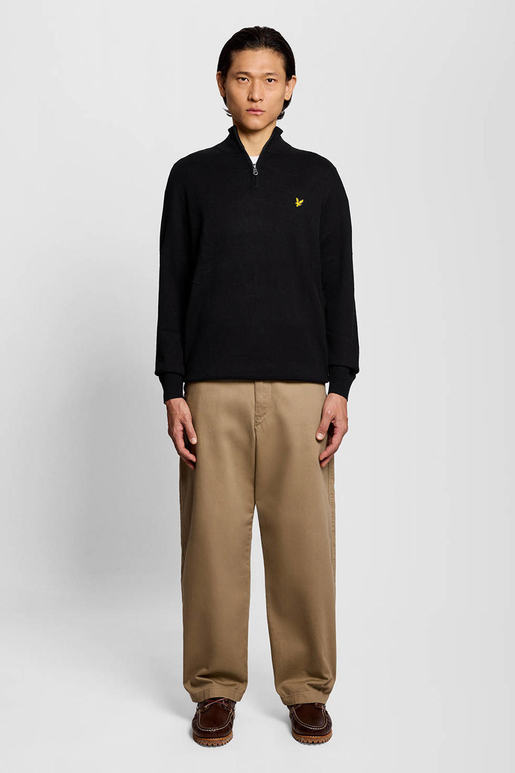 Lyle & Scott regular fit gebreide trui met wol - zwart