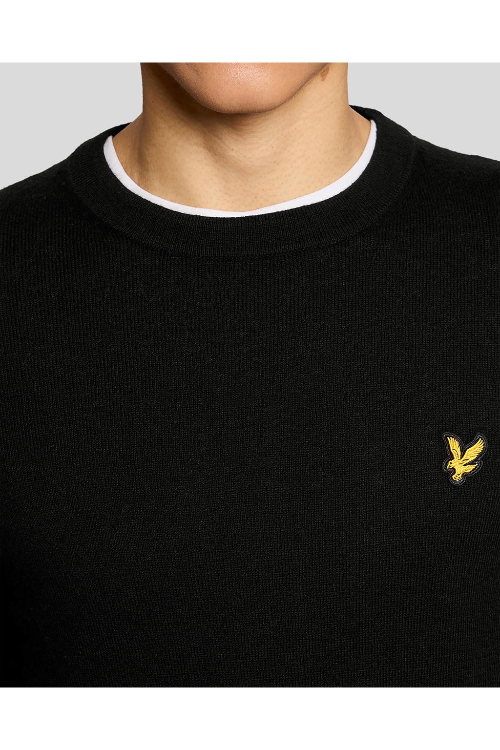 Lyle & Scott regular fit gebreide trui met wol - zwart