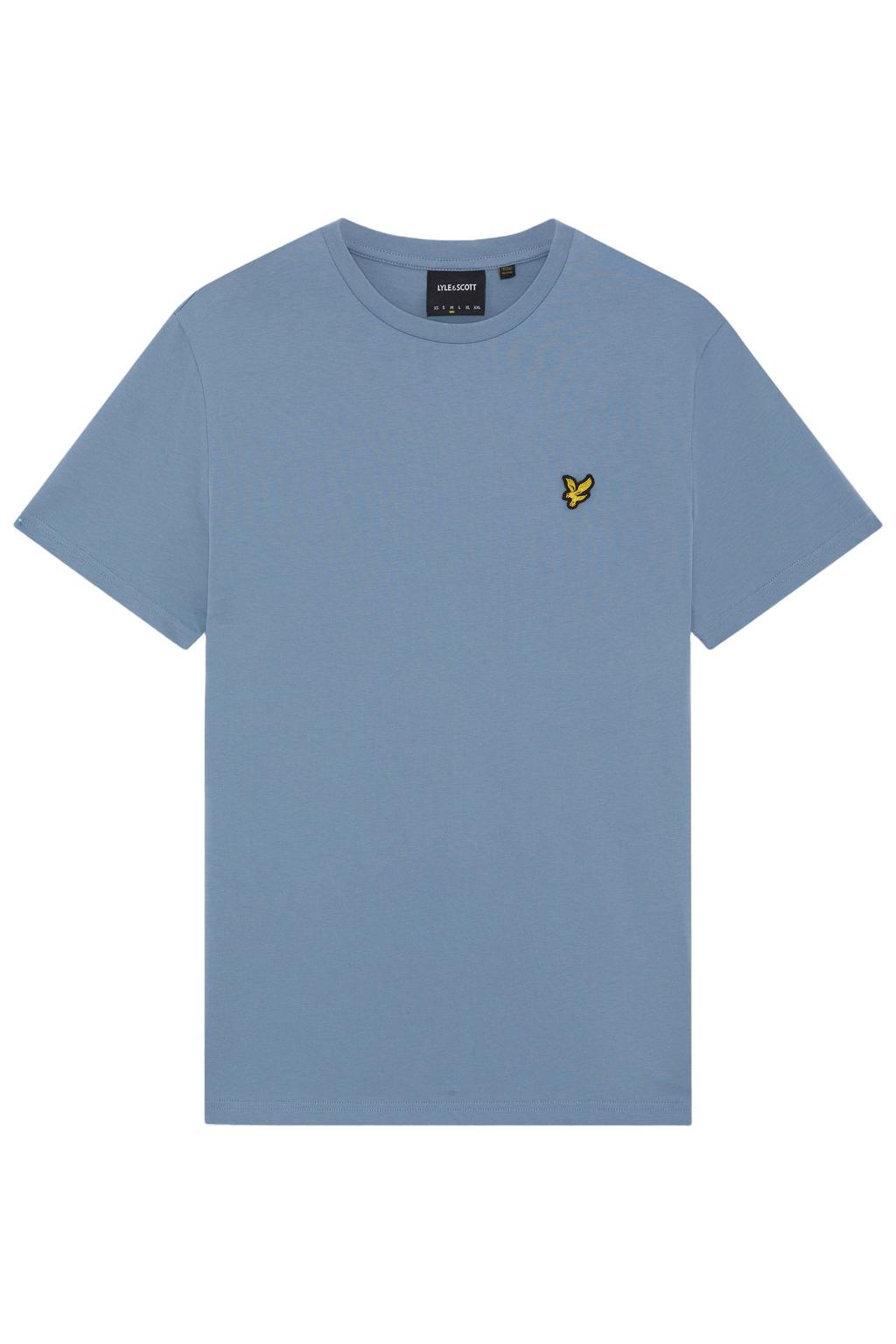 Blauwe heren Lyle & Scott regular fit T-shirt van katoen met effen, korte mouwen en ronde hals