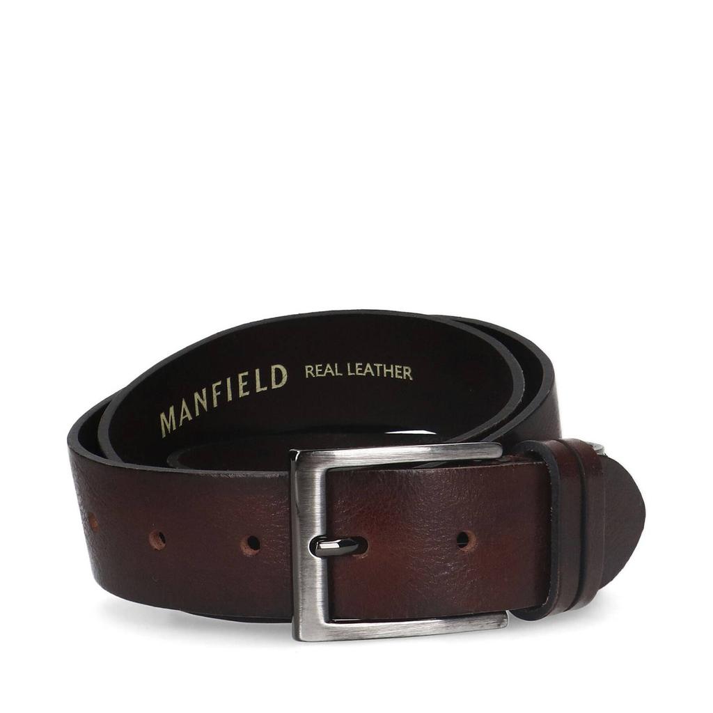 Manfield leren riem donkerrood