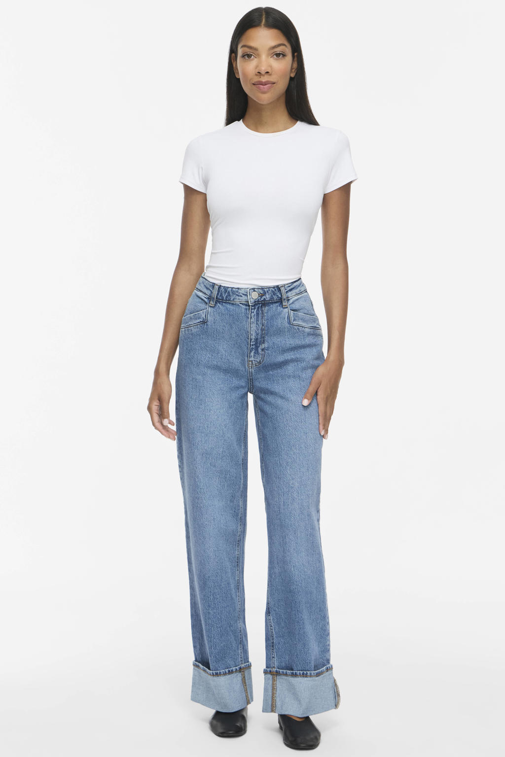 VILA Vifola Hw Wide Jeans Mbd Jaf 253 jeans - blauw