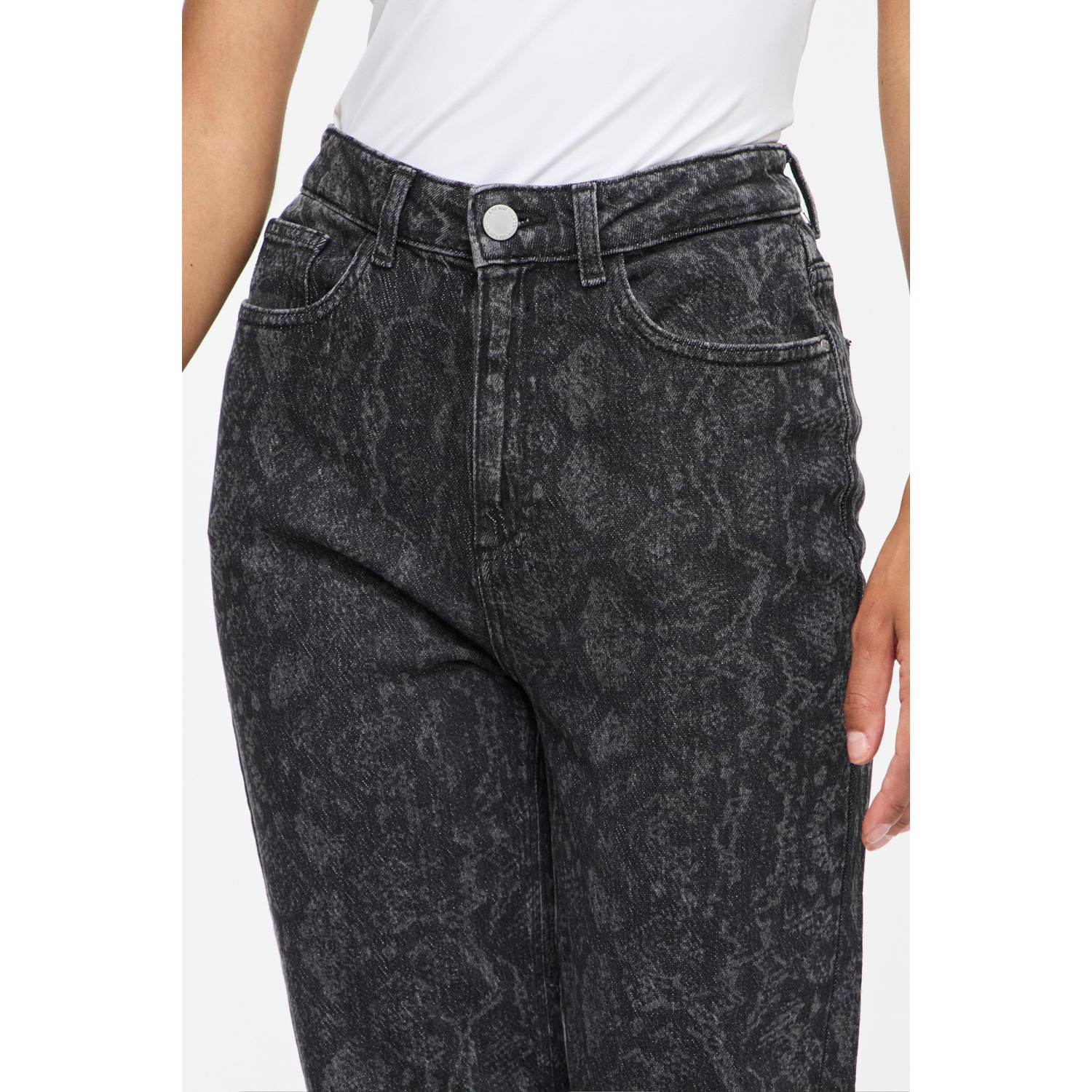 VILA vikelly hw straight snake jeans jaf straight leg jeans grijs