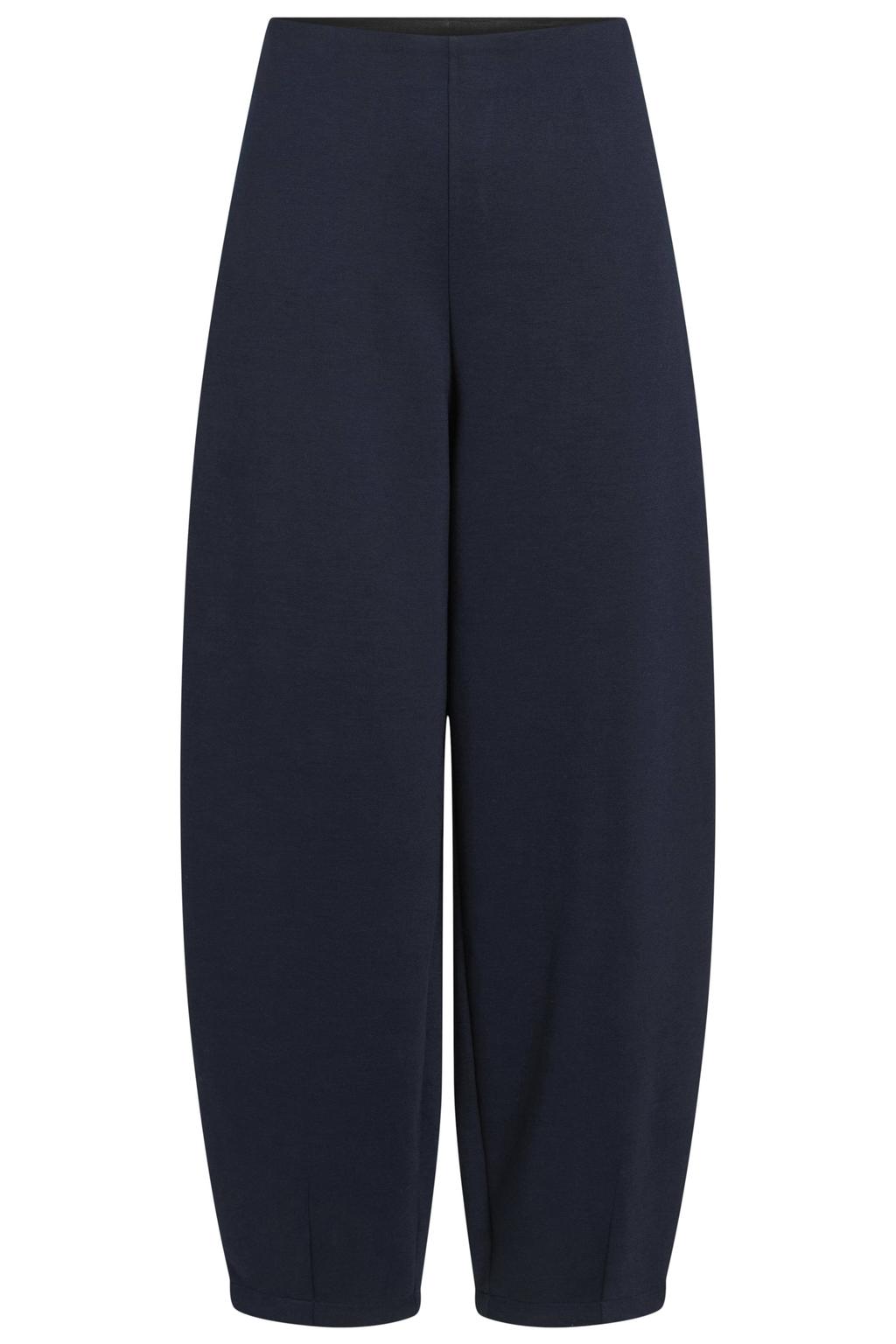 Donkerblauwe dames VILA barrel casual broek van polyester met regular waist, elastische tailleband en effen