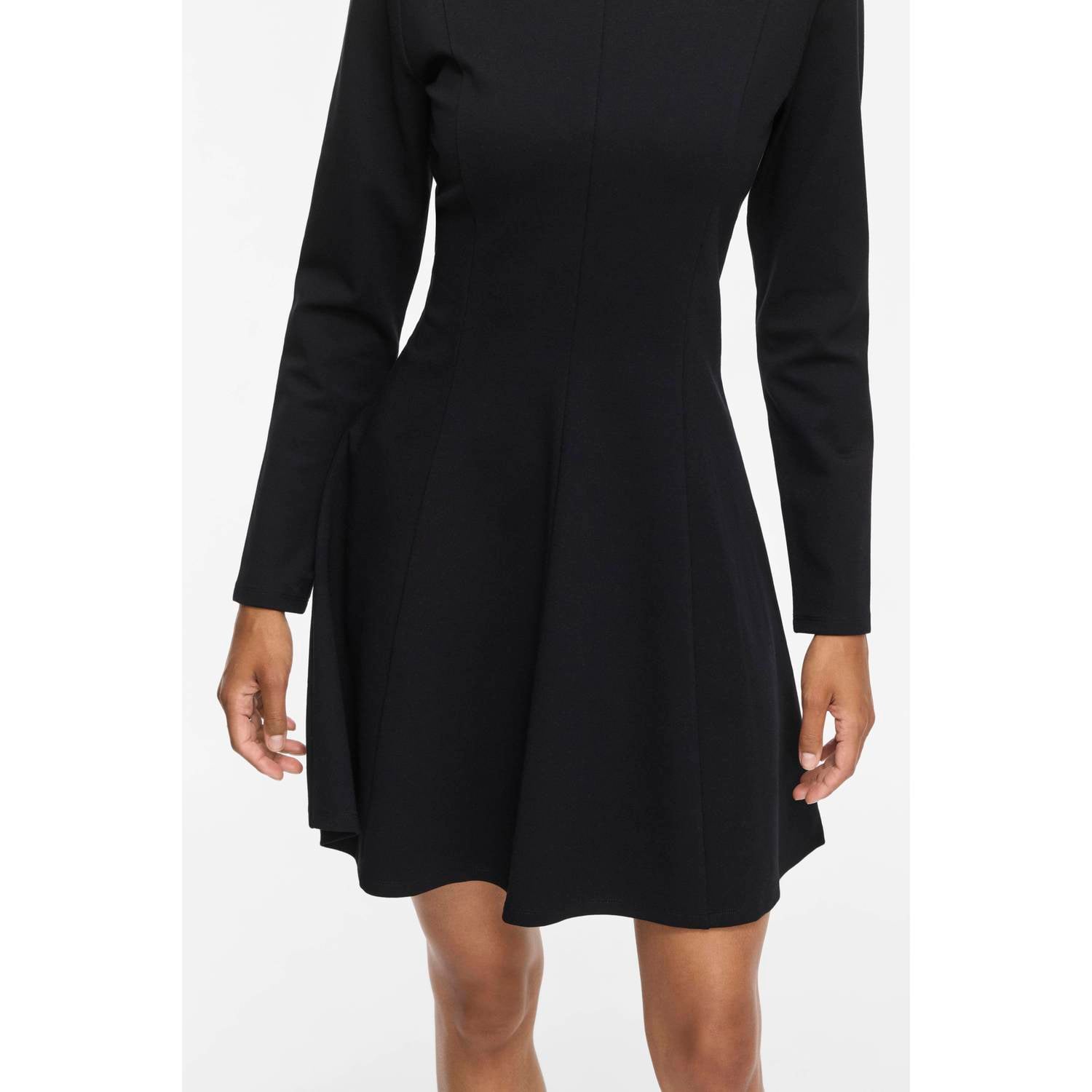 VILA Visiba Boat Neck L S Dress Noos korte jurk zwart
