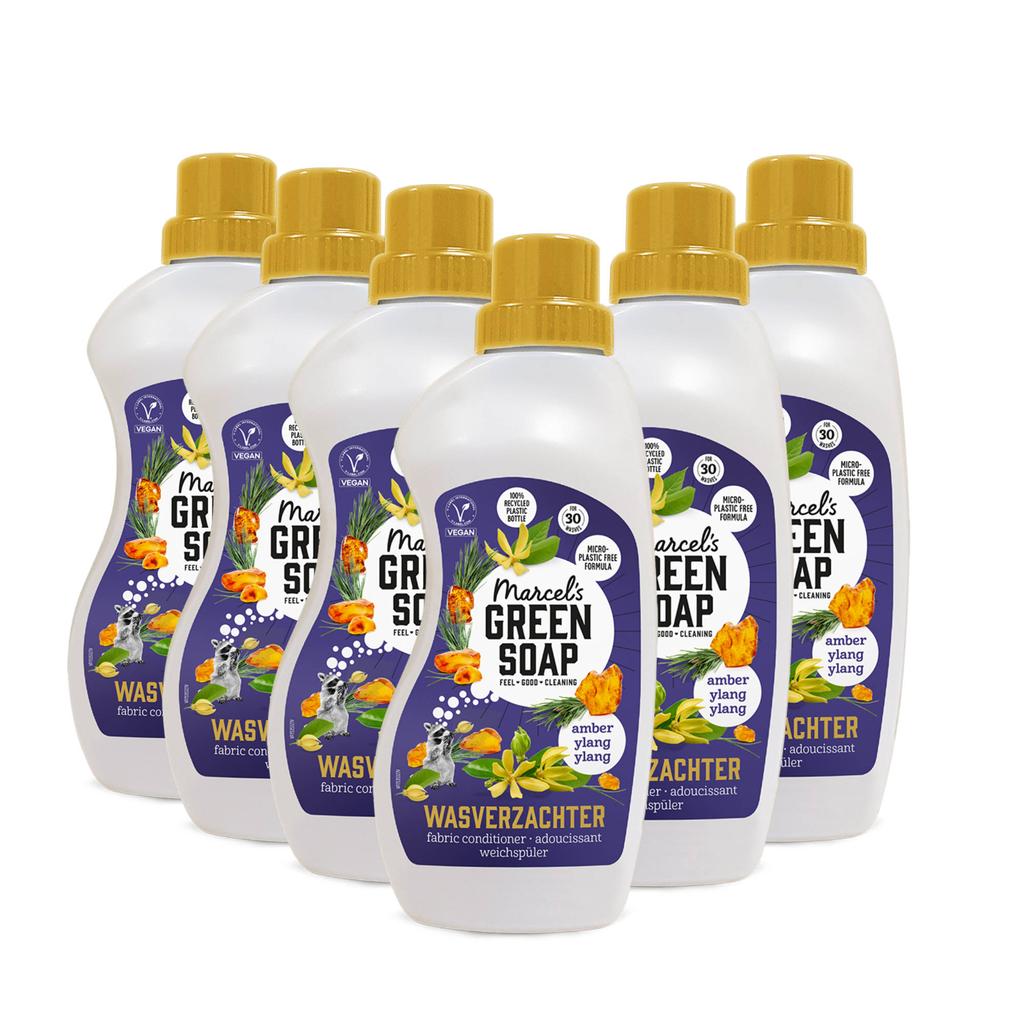 Marcel's Green Soap wasverzachter - Amber & Ylang Ylang 6 x 750ml - 180 wasbeurten