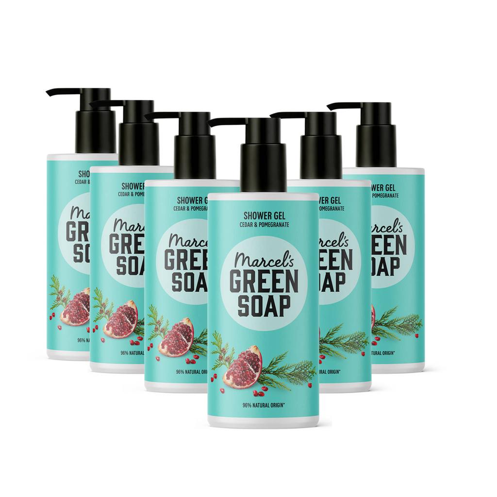 Marcel's Green Soap douchegel - Cedar & Pomegranate 6 x 300 ml