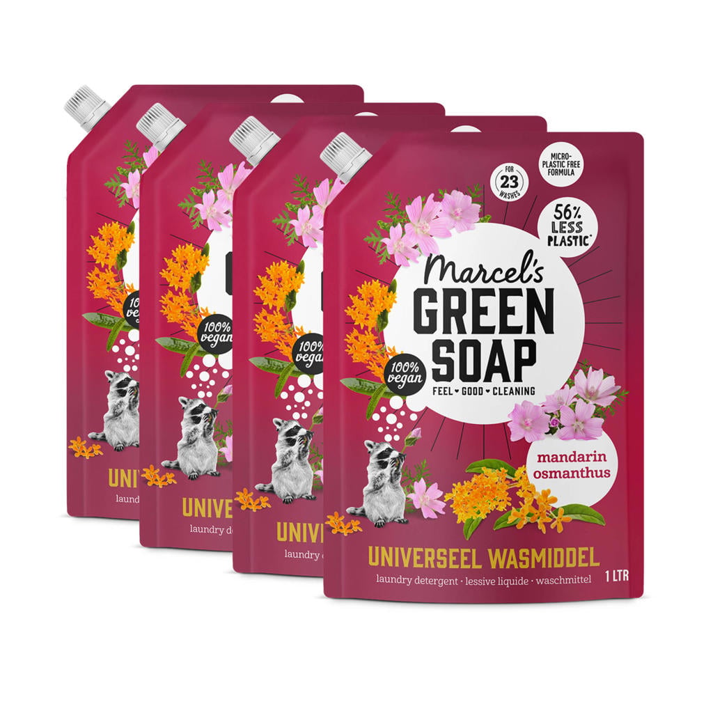 Marcel's Green Soap wasmiddel universeel - Mandarin & Osmanthus navulling 4 x 23 wasbeurten