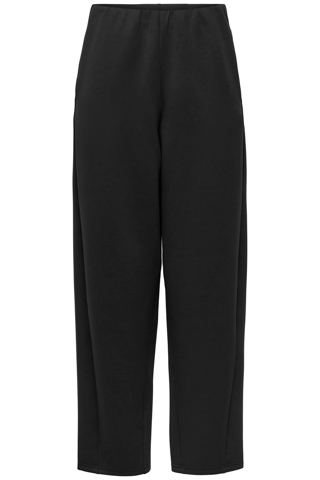 Zwarte dames JDY barrel casual broek van polyester met regular waist, elastische tailleband en effen