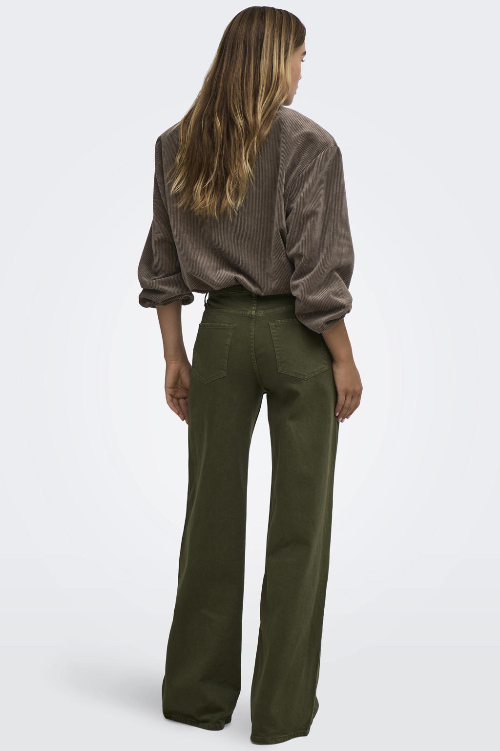 Bruine dames JDY corduroy bomberjack met effen, lange mouwen, ronde hals en ritssluiting